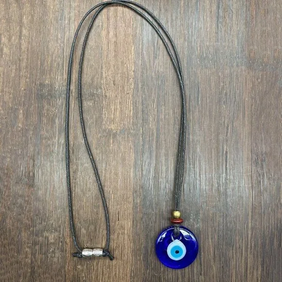 Blue Glass Evil Eye Protection Necklace | Handmade Pendant - Picture 8 of 8